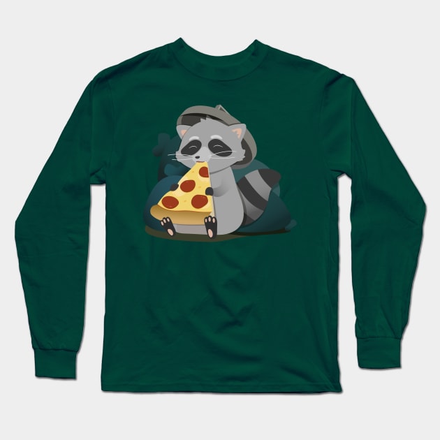 Trash Panda Pizza Time Long Sleeve T-Shirt by StrayKoi